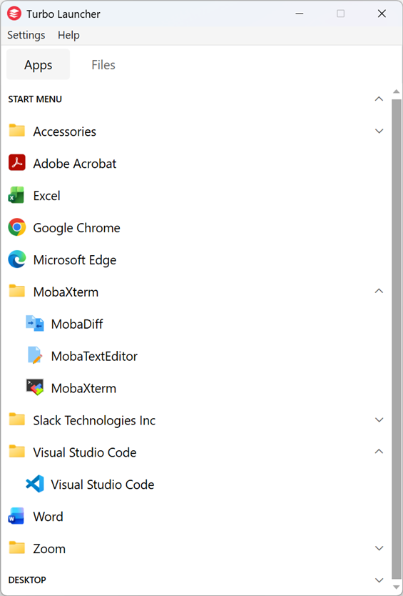 Applications Tab