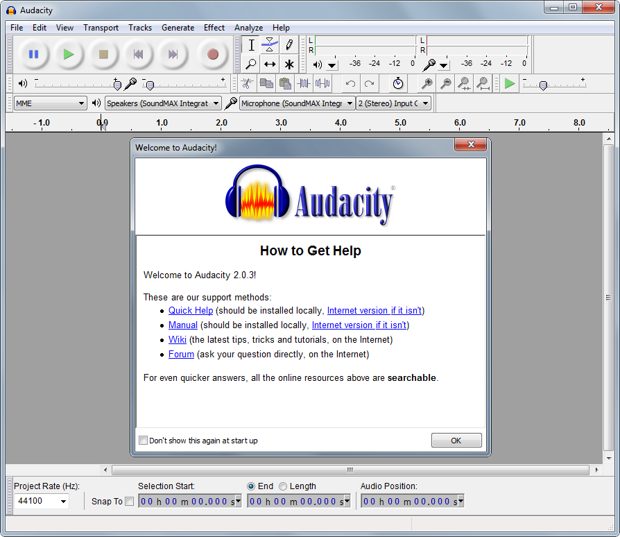 Audacity's screenshot
